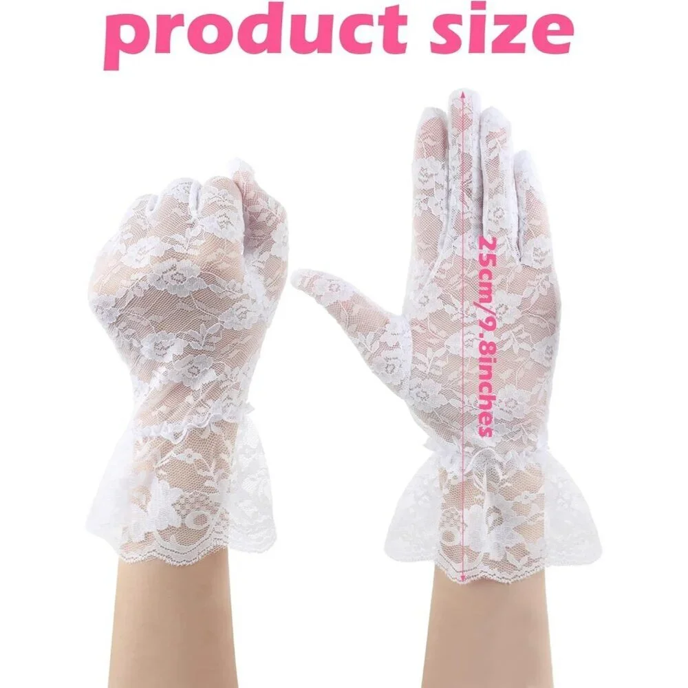 Women's Short Lace Courtesy Elegant Gloves White Wedding Dinner Opera Parties